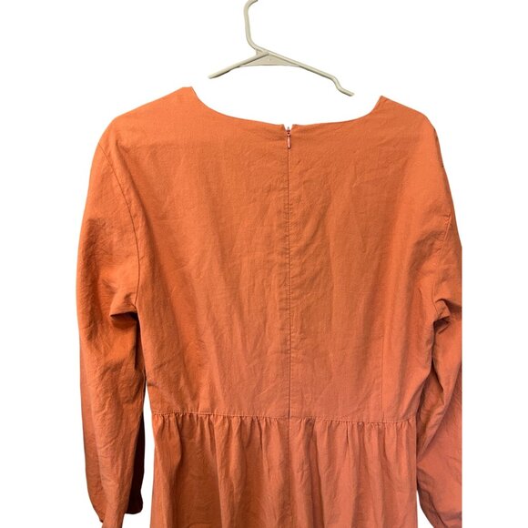 Womens Orange Tiered Midi Dress With Long Sleeves & Cutout Detail By Madewell - Picture 5 of 10
